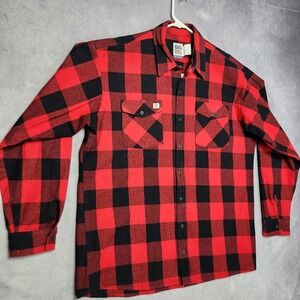 BIG BILL Mens XL Tall Red Black Buffalo Plaid Flannel Shirt Made Canada Long Slv